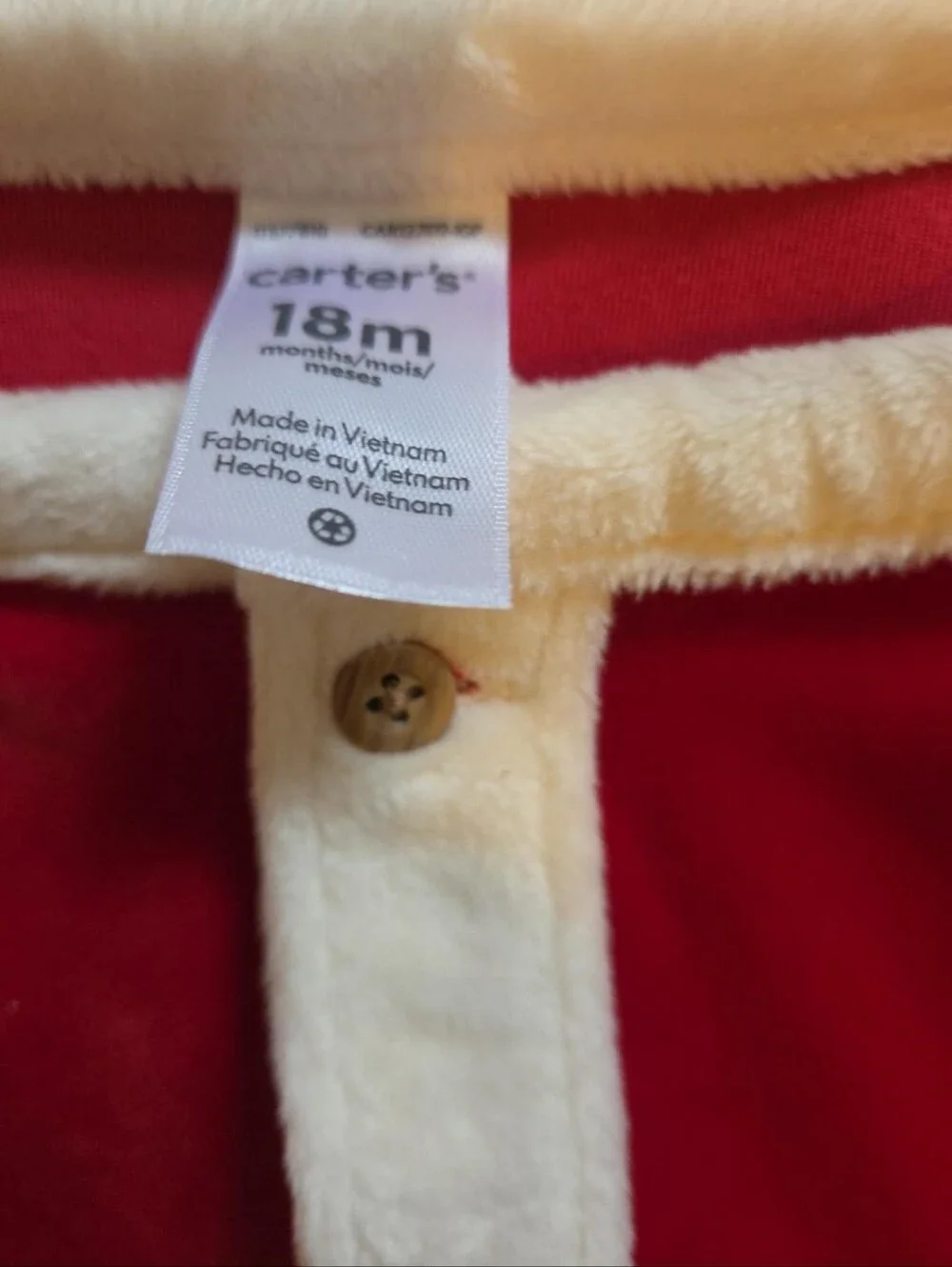Carter’s Baby Santa Christmas Shirt 18M NWT Red Velour Santa Suit Long Sleeve